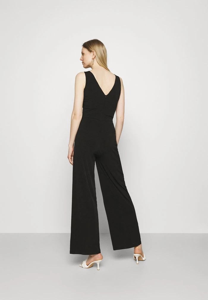 Costumes ANNA FIELD Anna Field Punto Wide Leg Deep V Sleeveless Occasion Jumpsuit Noir Femme | HRW-3766293